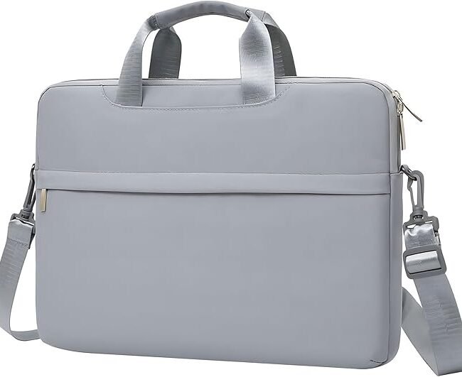 X-Spring 360 Degree Protective Laptop Shoulder Bag 36cm with Strap and Handle Lightweight for Men & Women Travel Business Office Grey