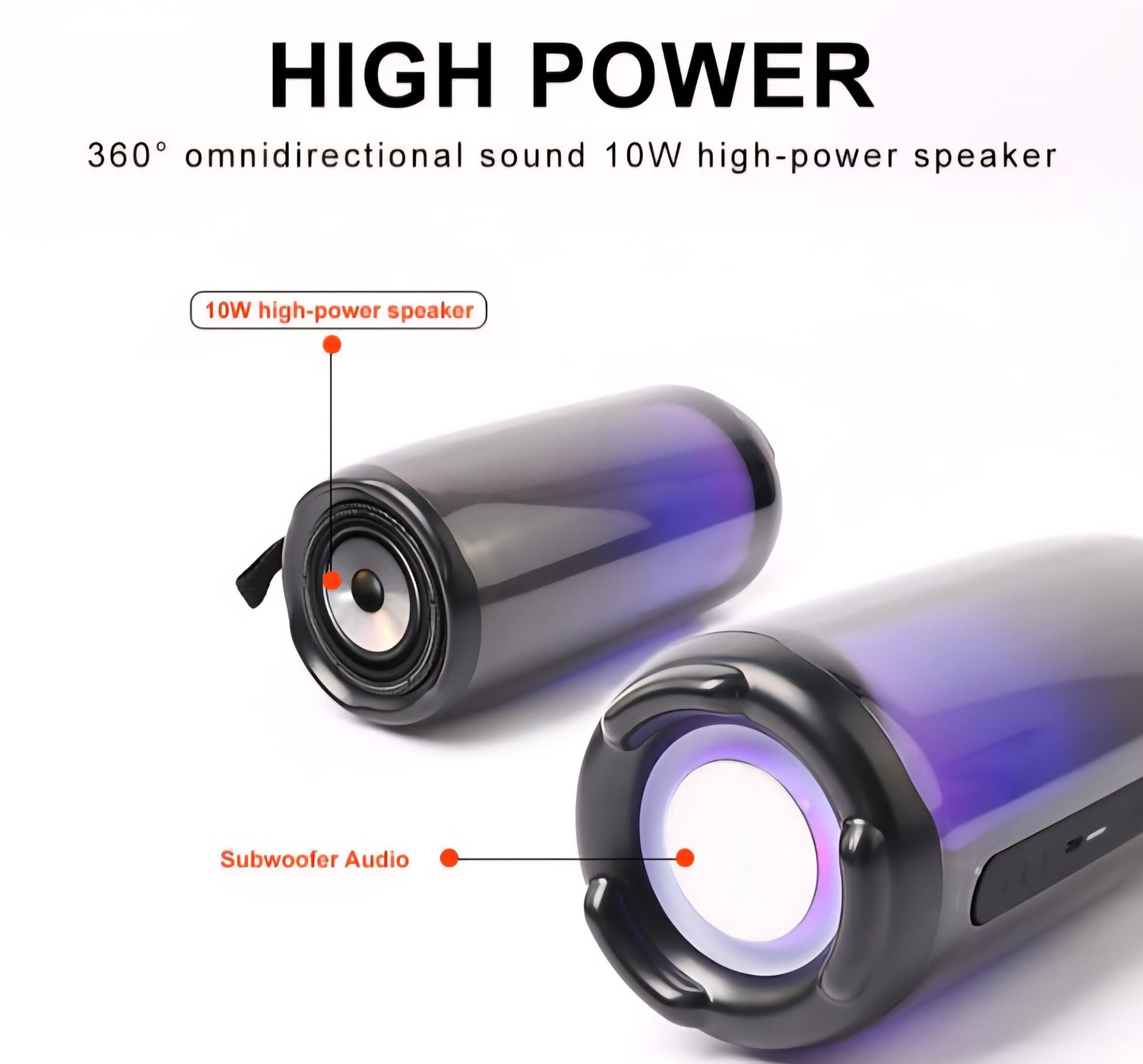 use 5 Portable Bluetooth Speaker RGB Lighting Super Cool Colors USB Memory Card Input Pure Sound Super Strong Light Show Eye-catching Modern Design (white) - Image 9