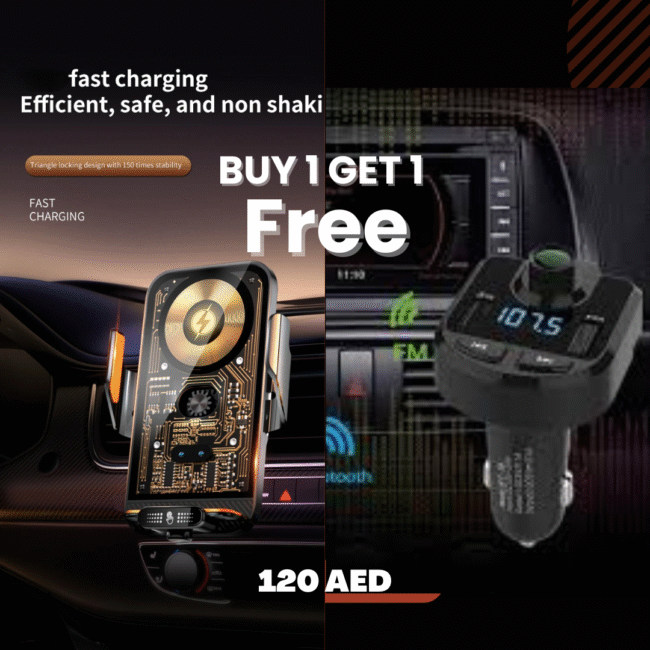 X11 Wireless Mobile Holder & Fast Charger + Car MP3 – Black