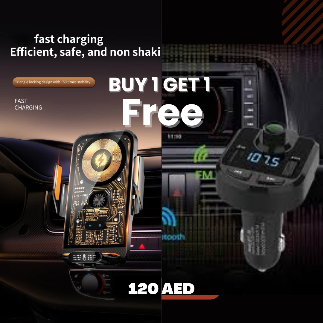 X11 Wireless Mobile Holder & Fast Charger + Car MP3 – Black